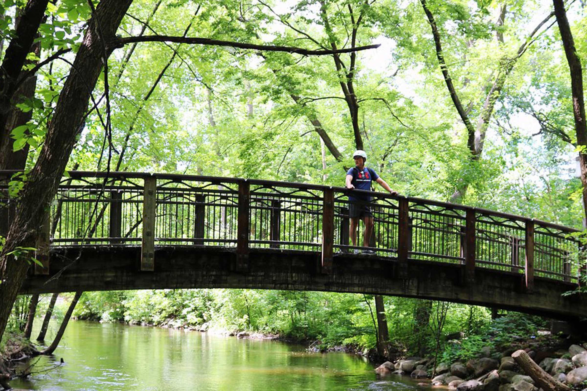 Man on bridge