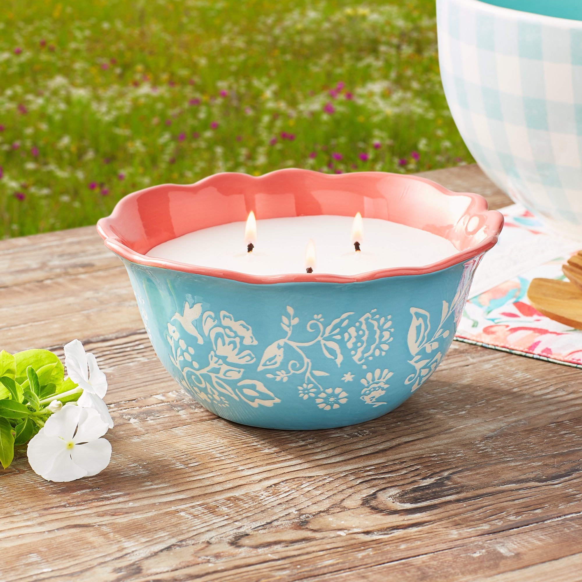 The Pioneer Woman Mazie Floral 3 Wick Citronella Candle Ecomm Via Walmart.com