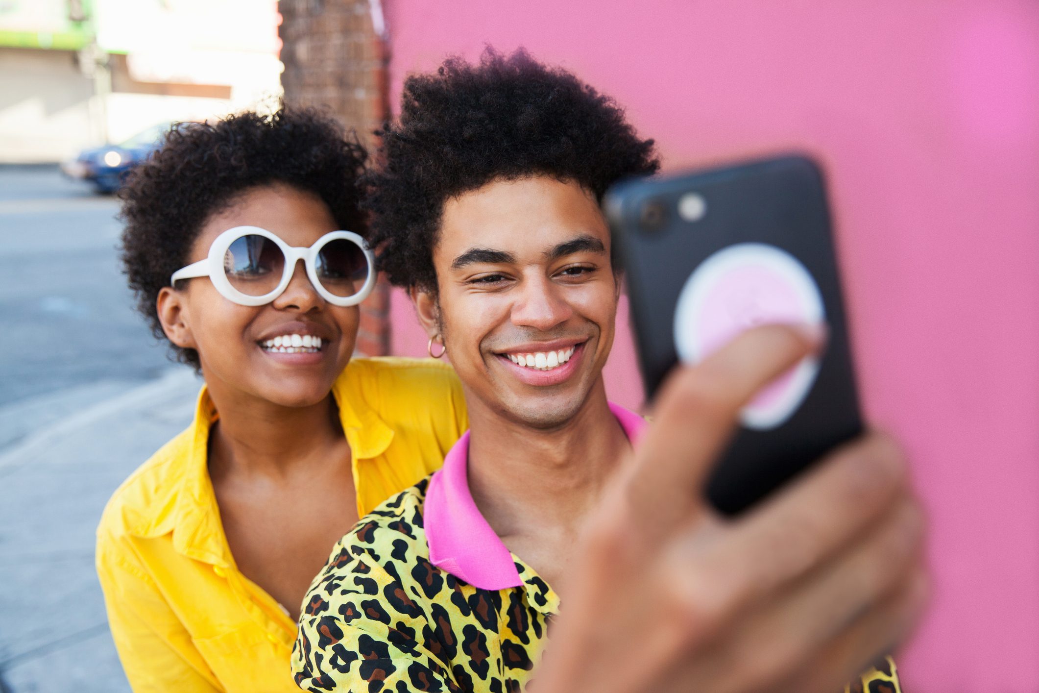 Young couple taking a selfie