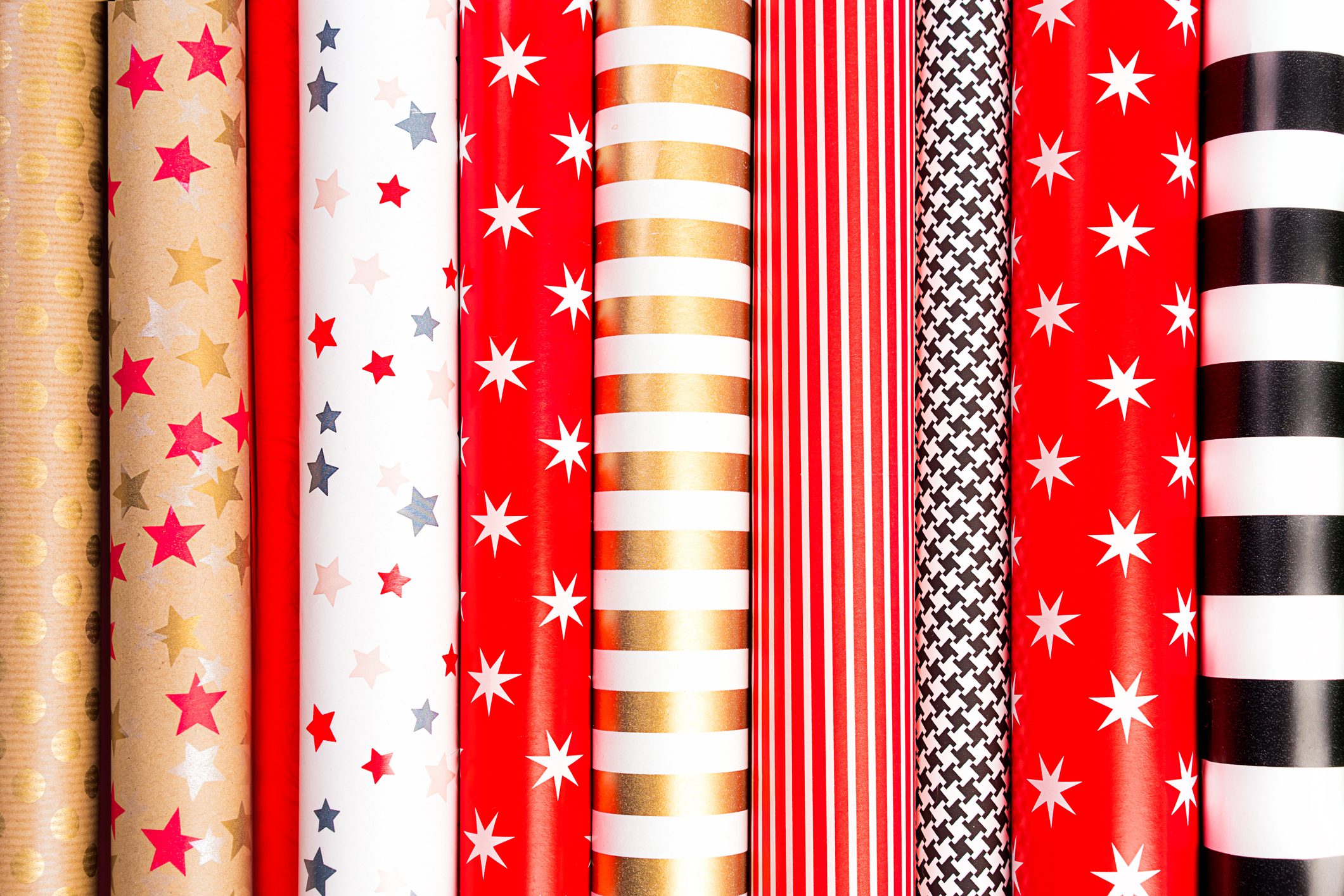 Winter Holidays Multi Colorful Wrapping Paper Rolls.