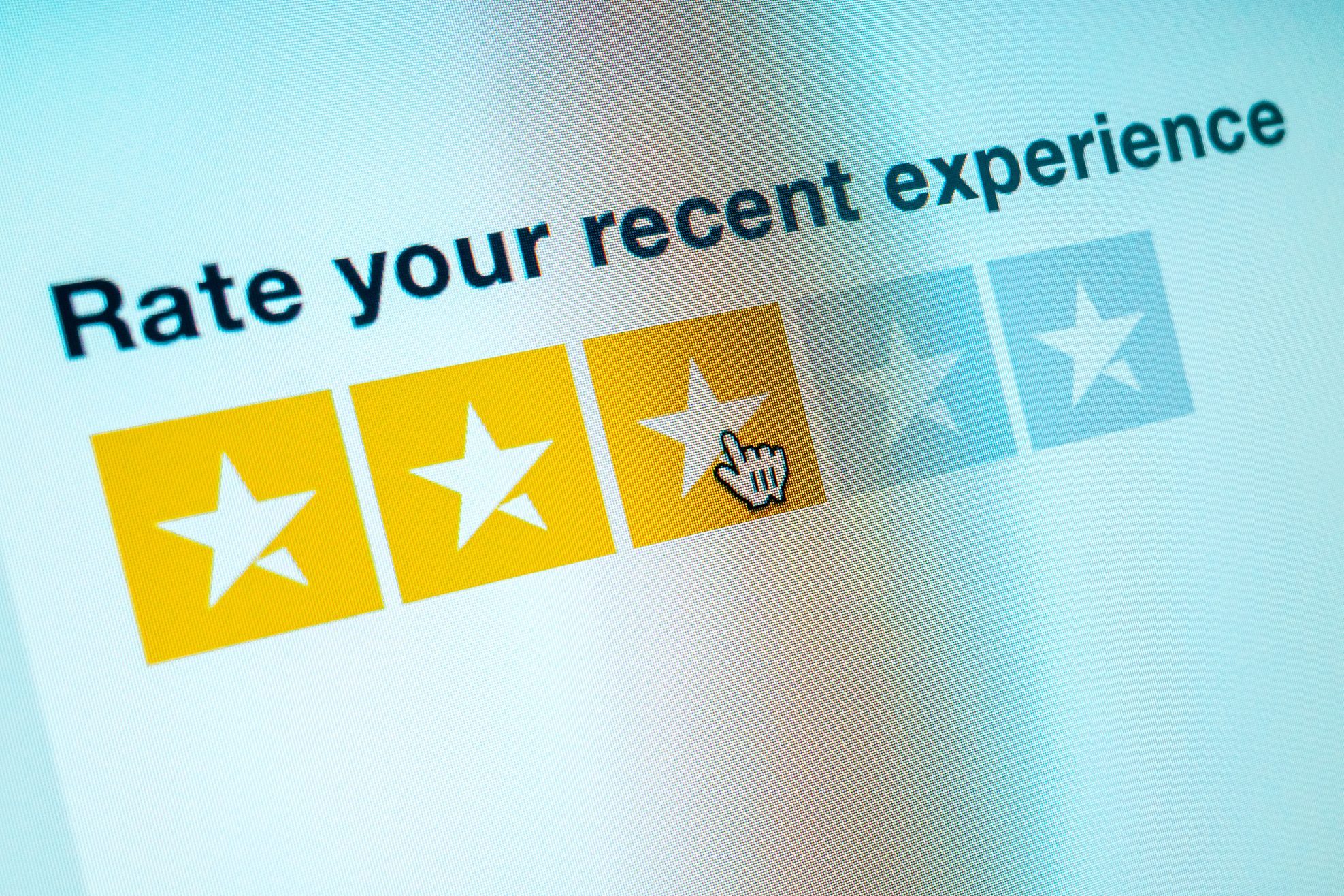 Close up of 3 star rating on computer screen