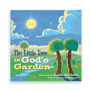 Two trees hold hands under a smiling sun; text reads 