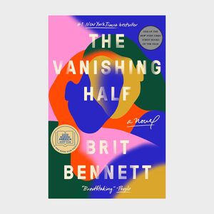 The book cover features abstract, colorful overlapping faces; text includes 