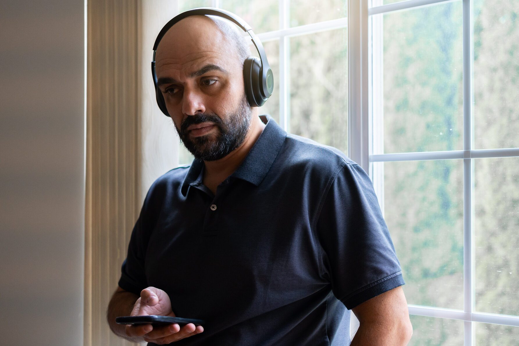 Man listening to audiobook