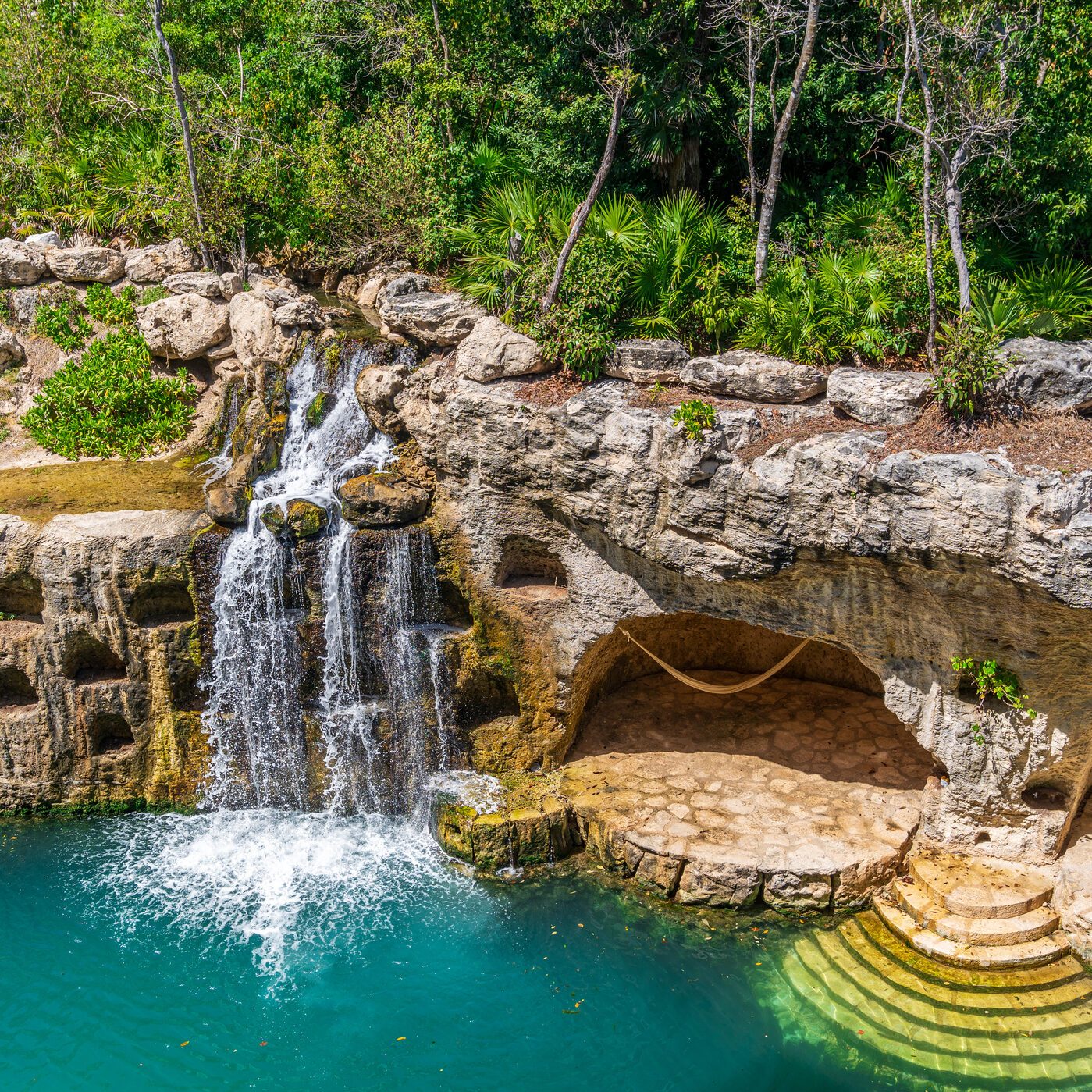Breathtaking Natural Waterfalls with Eco Friendly Man Made attractions in Playa Del Carmen Mexico.